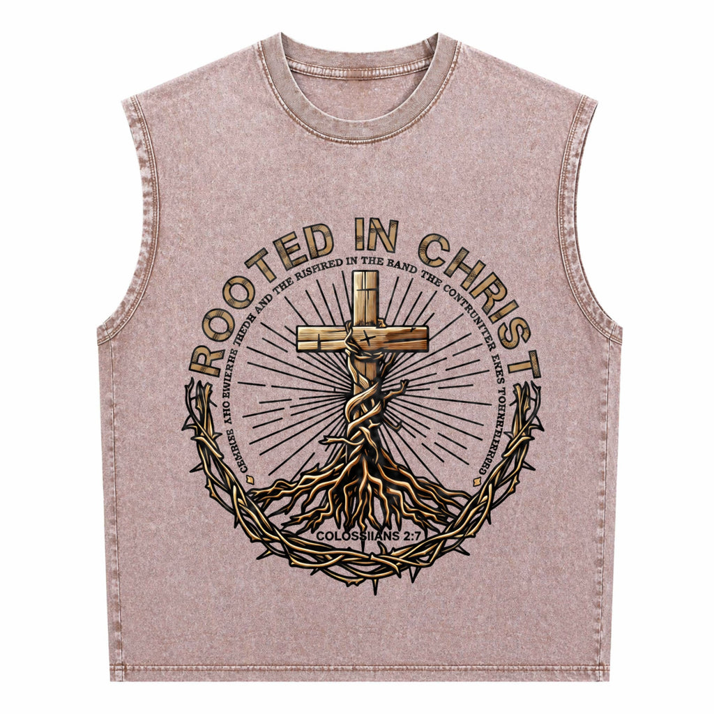 Rooted In Christ Men's Washed Tank Top