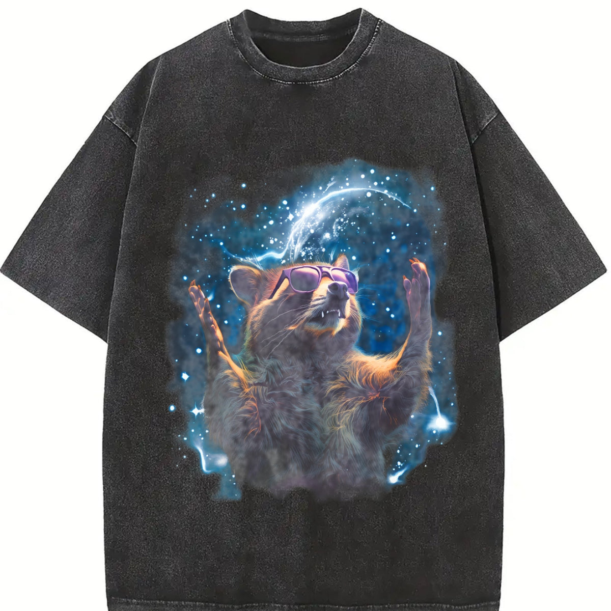 Alpha Raccoon In Space 90s Vintage Washed T-Shirt product image 2