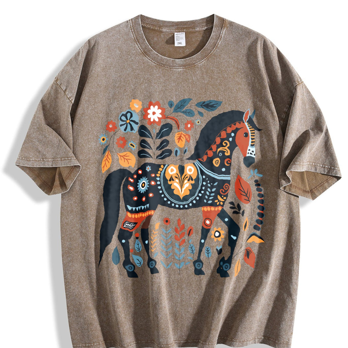 Bohemian Horse & Floral - Summer Vintage Washed T-Shirt product image 3