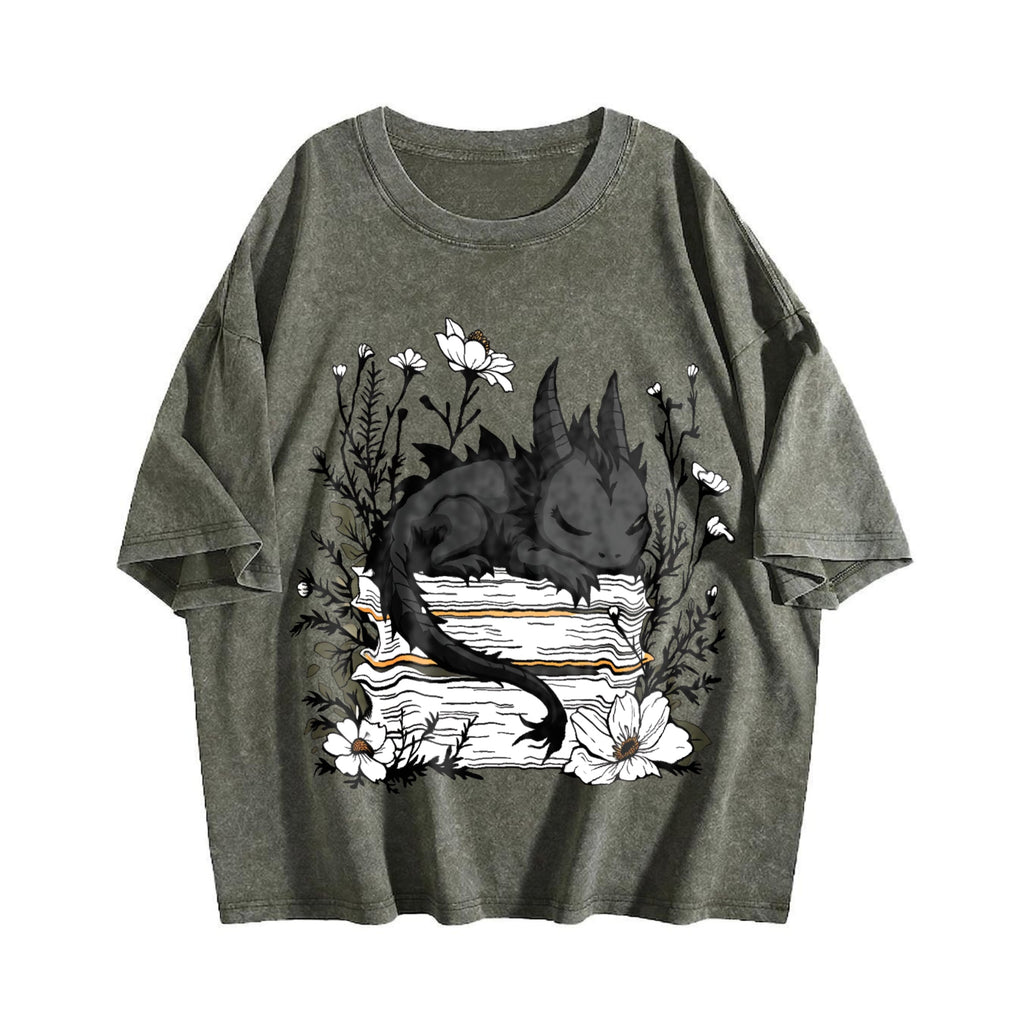 Inspired - Whimsical Black Dragon & Floral Book Vintage product image 4