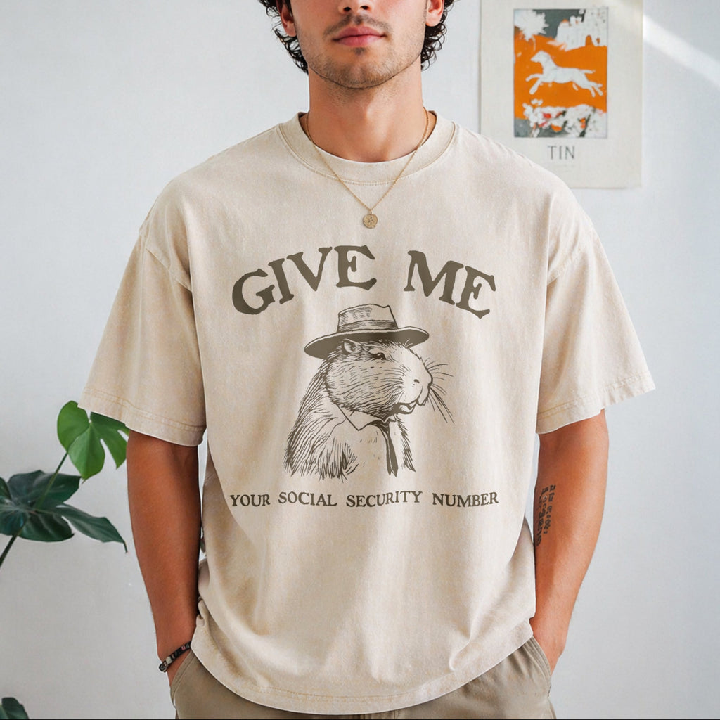 Give Me Your Social Capybara Vintage Washed T-Shirt product image 1