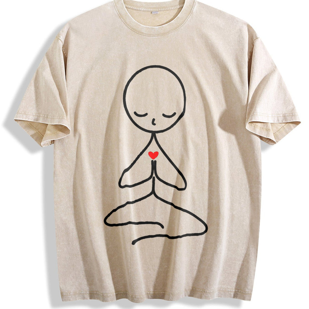 Stick Figure Meditating Winter Vintage Washed T-Shirt product image 1