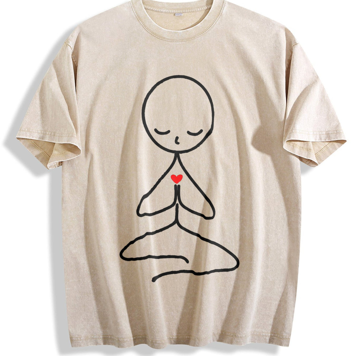 Stick Figure Meditating Winter Vintage Washed T-Shirt product image 1