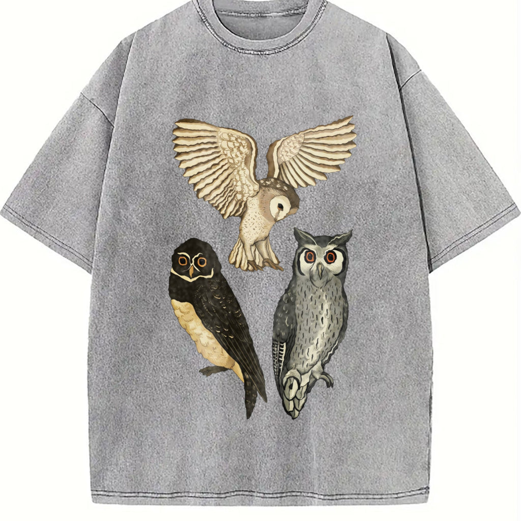 A Of Three Owls Flying Vintage Washed T-Shirt product image 4
