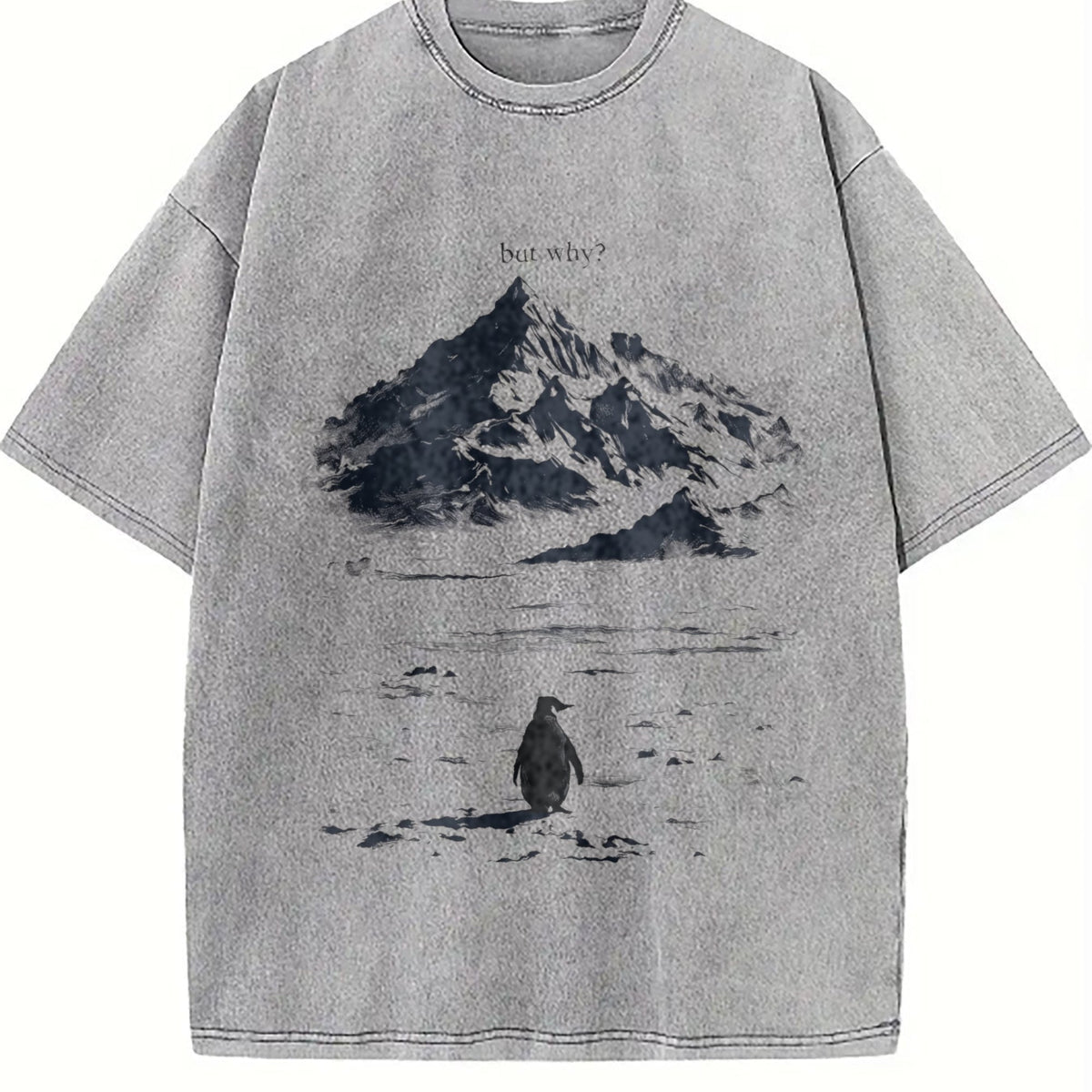 Lone Penguin Mountain Meme Vintage Washed T-Shirt product image 5