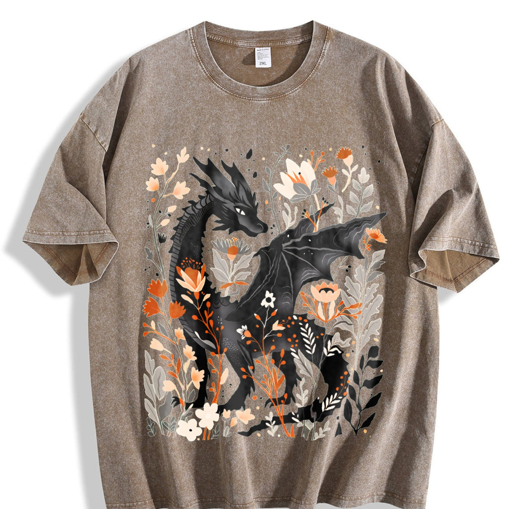 Summer : Fantasy Black Dragon Gentle Floral Vintage Washed product image 3