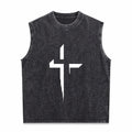 Patterned Cross Men's Washed Tank Top