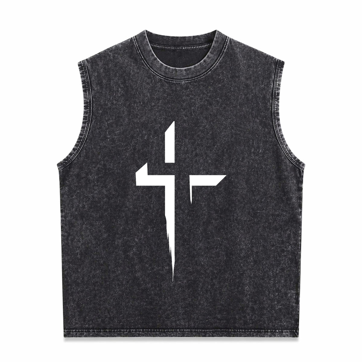 Patterned Cross Men's Washed Tank Top