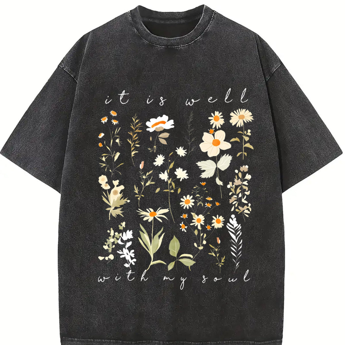 It Is Well With My Soul Floral - Vintage Washed T-Shirt product image 2