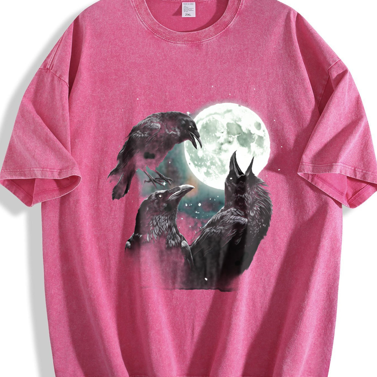 Raven Howling To Moon Vintage Washed T-Shirt product image 7