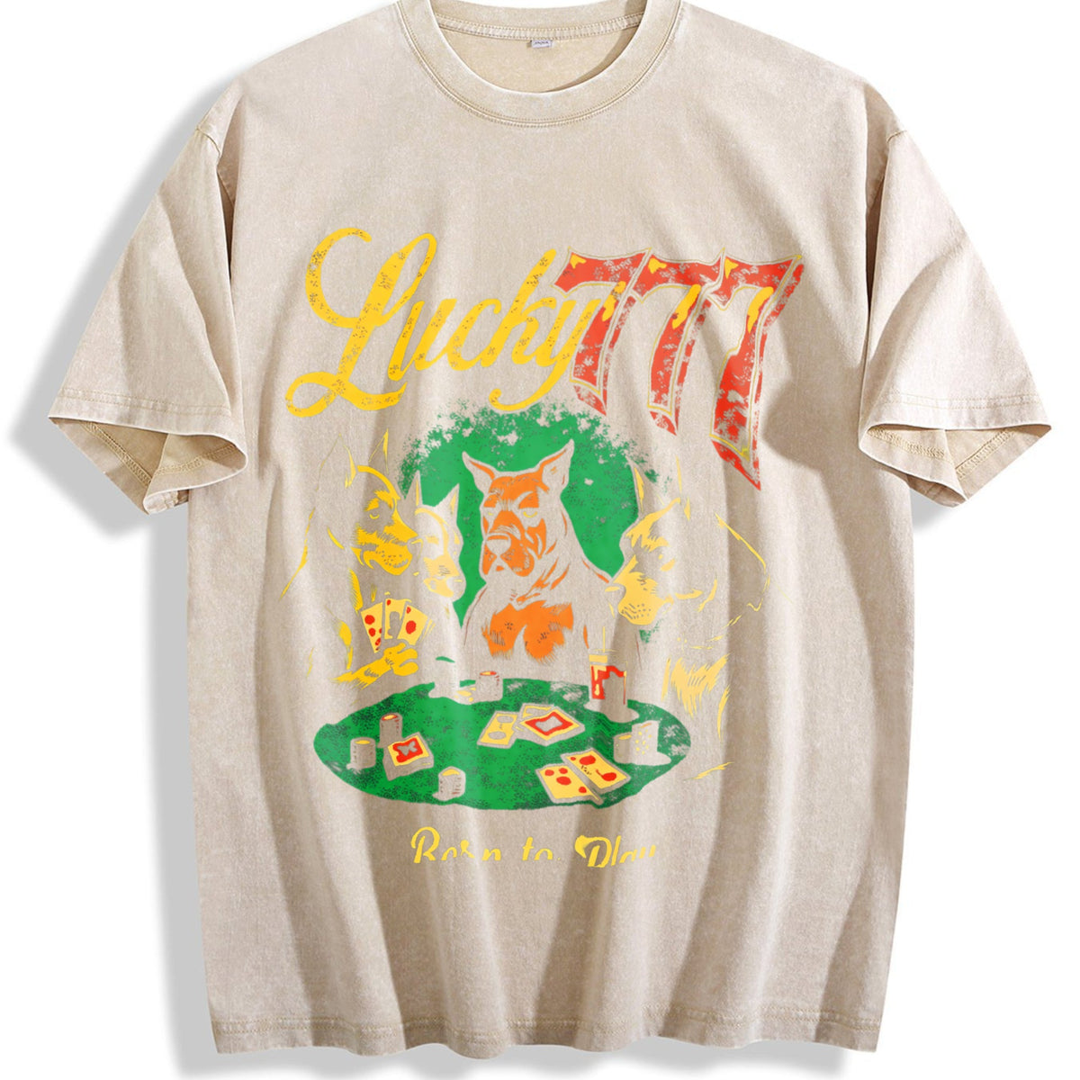 Lucky 777 Poker Dog Vintage Washed T-Shirt product image 1