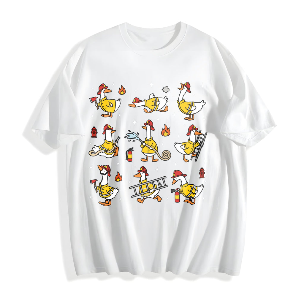 Funny Firefighter Goose Cotton T-Shirt product image 2