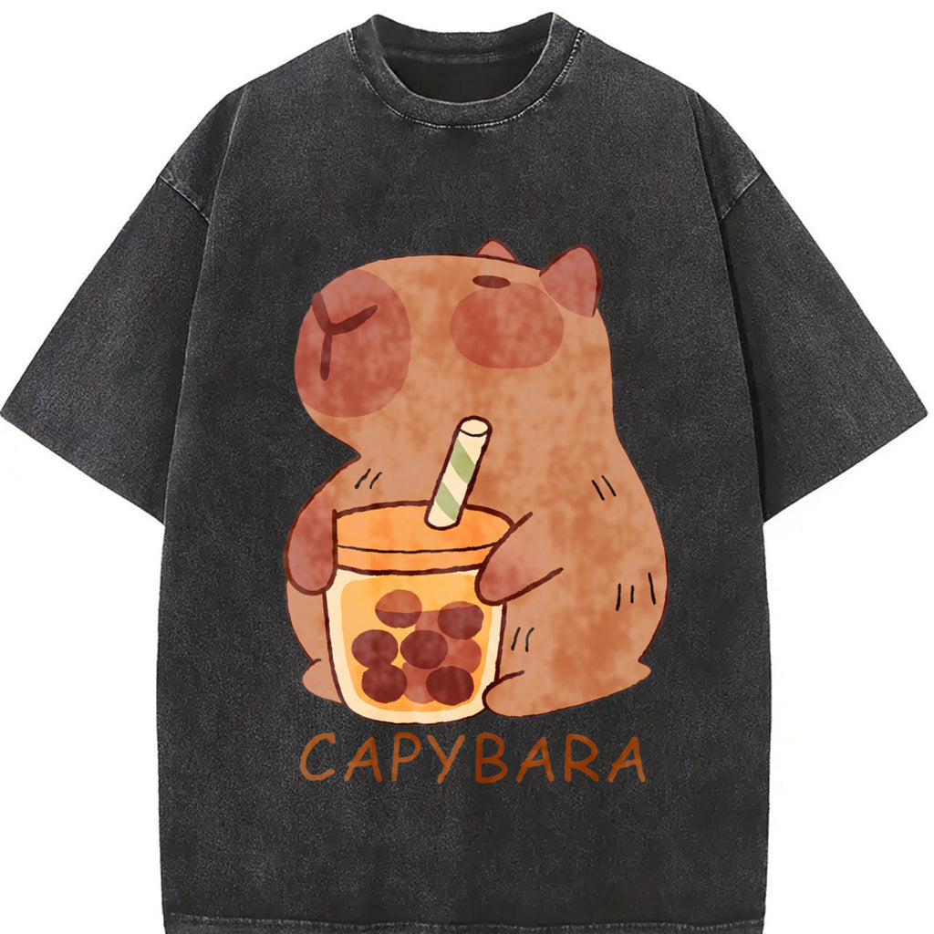 Capybara - Cute & Tea Vintage Washed T-Shirt product image 2