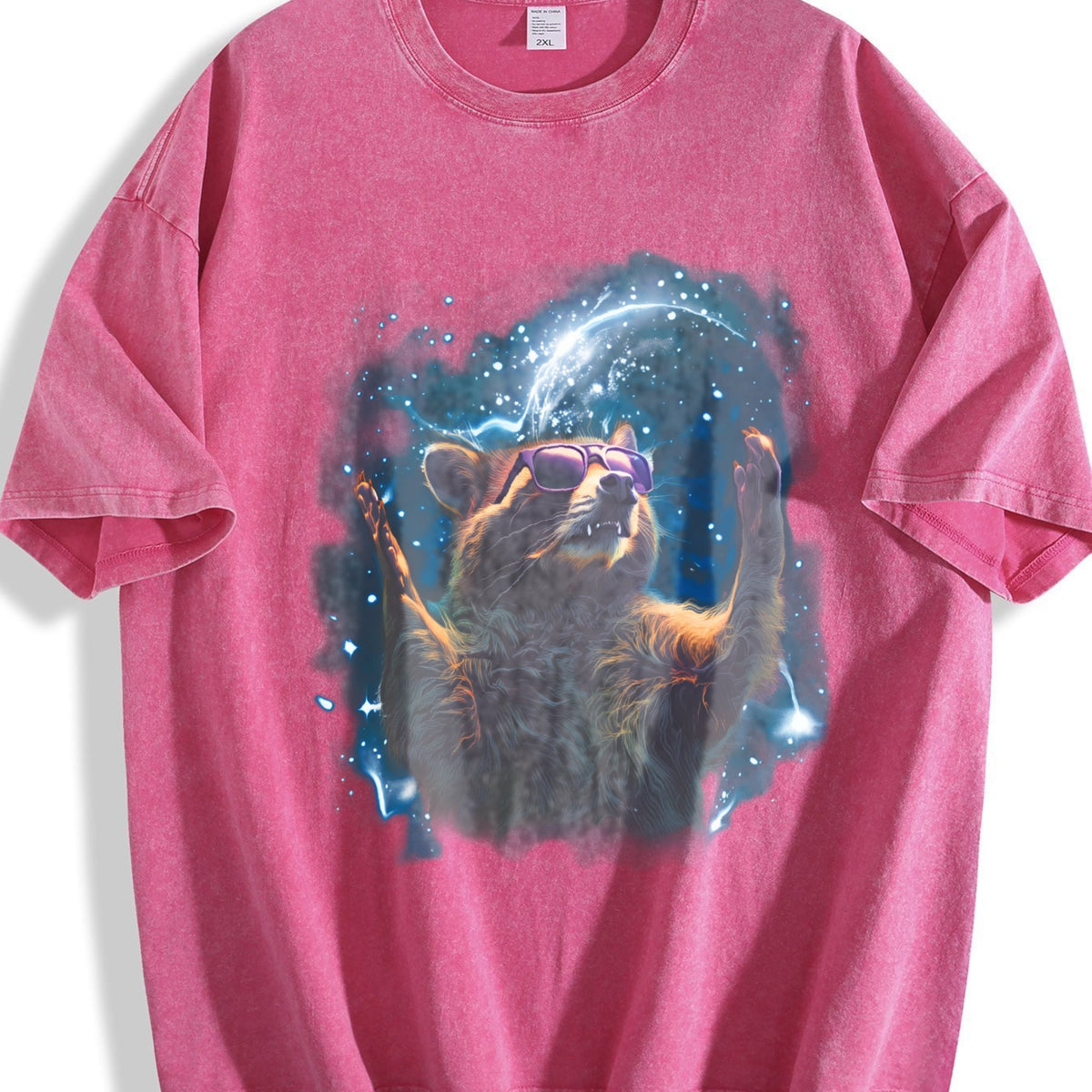 Alpha Raccoon In Space 90s Vintage Washed T-Shirt product image 7