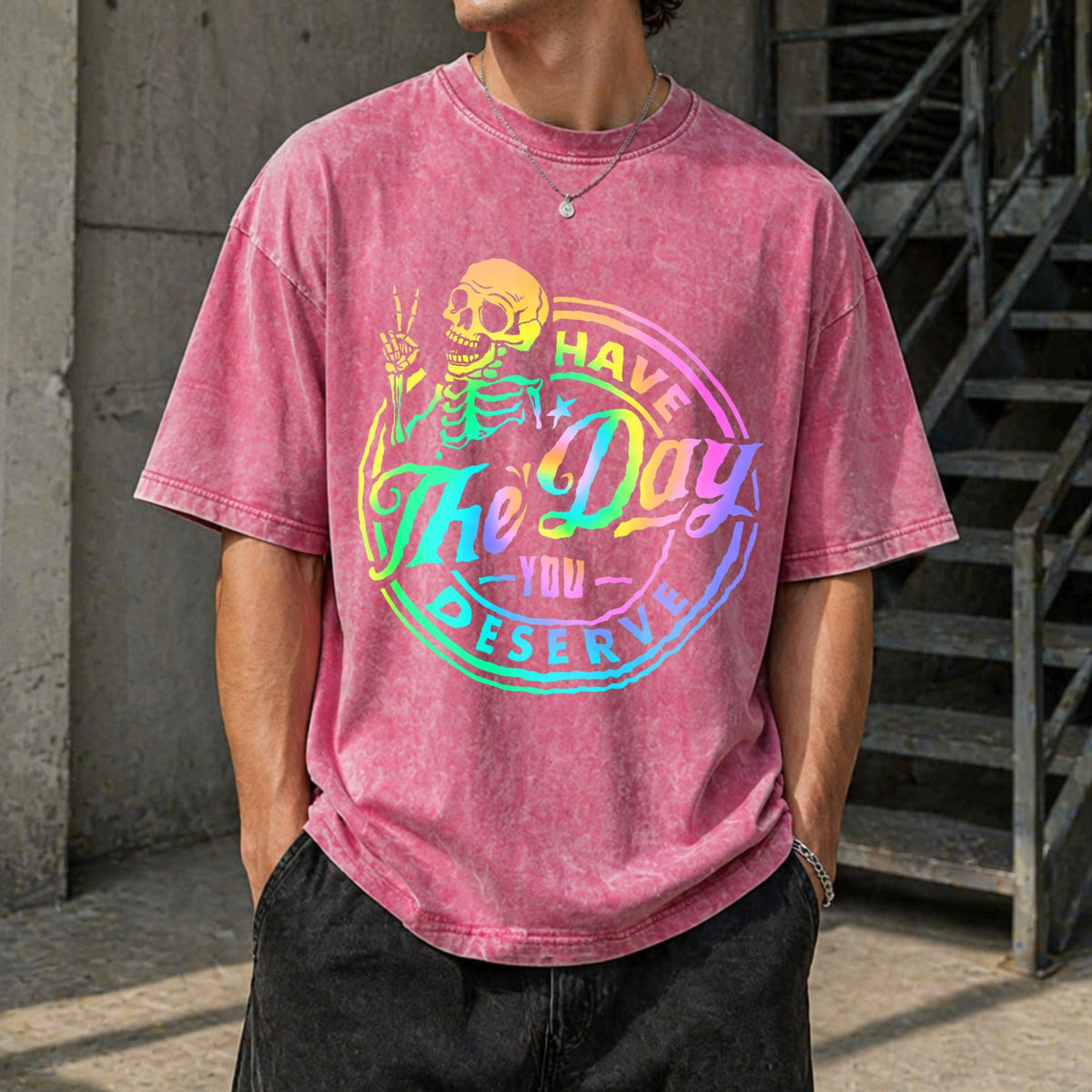 Have The Day You Deserve Skeleton Tie Dye Motivational product image 7