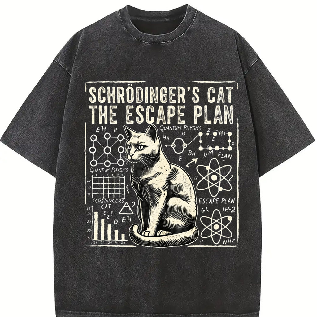 Schrodinger's Cat Escape Plan Vintage Washed T-Shirt product image 2