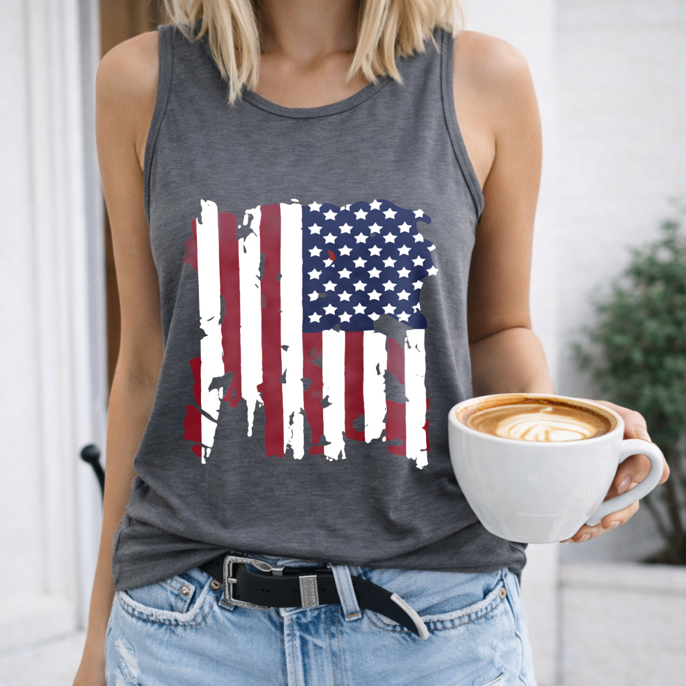 Independence Day Of The United States & Aged National Flag Women's Tank Top
