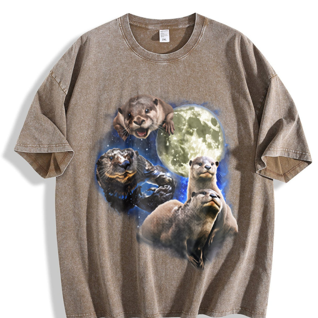 Otters In Galaxy Vintage Washed T-Shirt product image 3