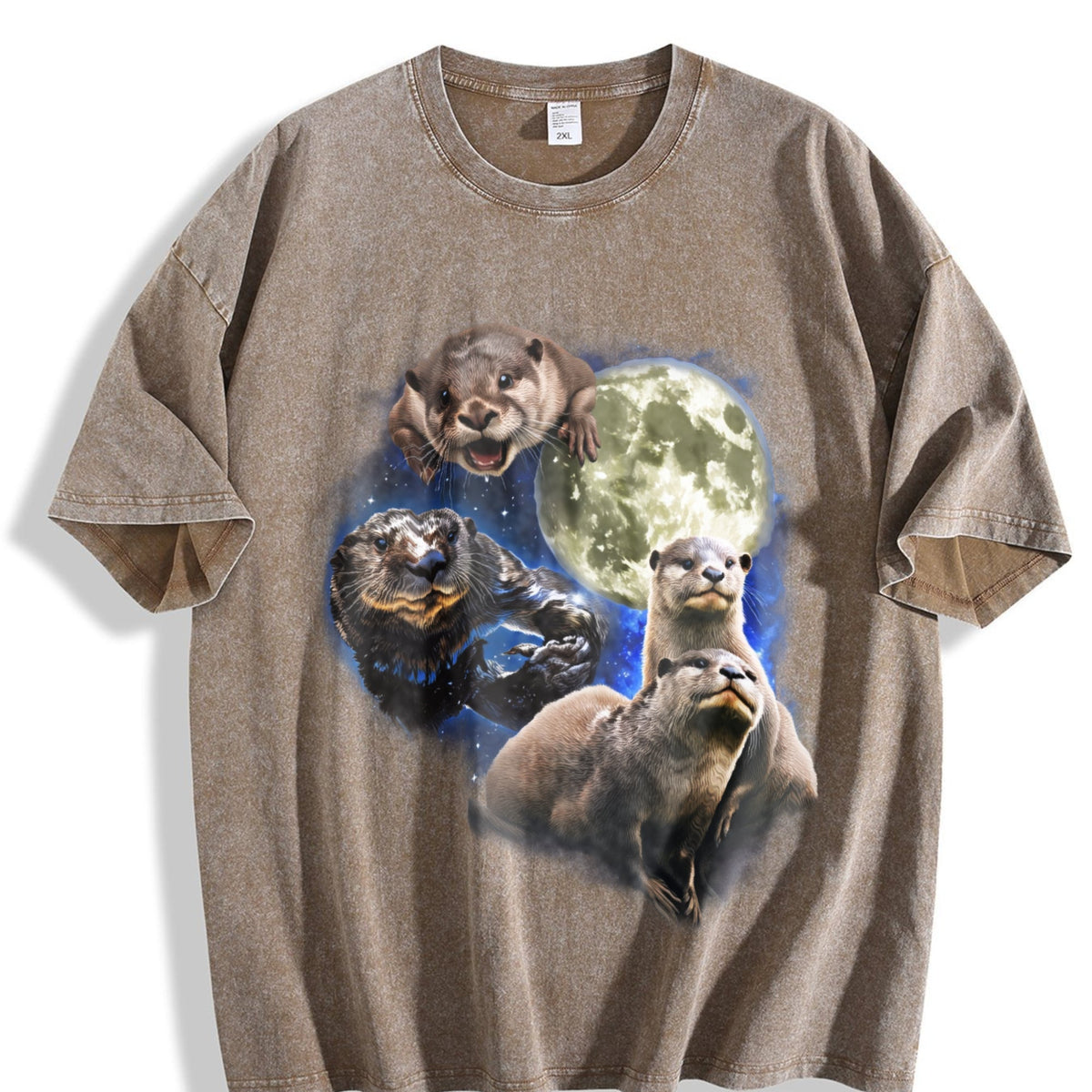 Otters In Galaxy Vintage Washed T-Shirt product image 3