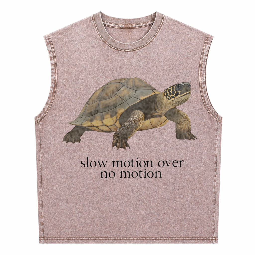 Slow Motion Over No Motion Turtle - Funny Gen Z Slang Men's Washed Tank Top