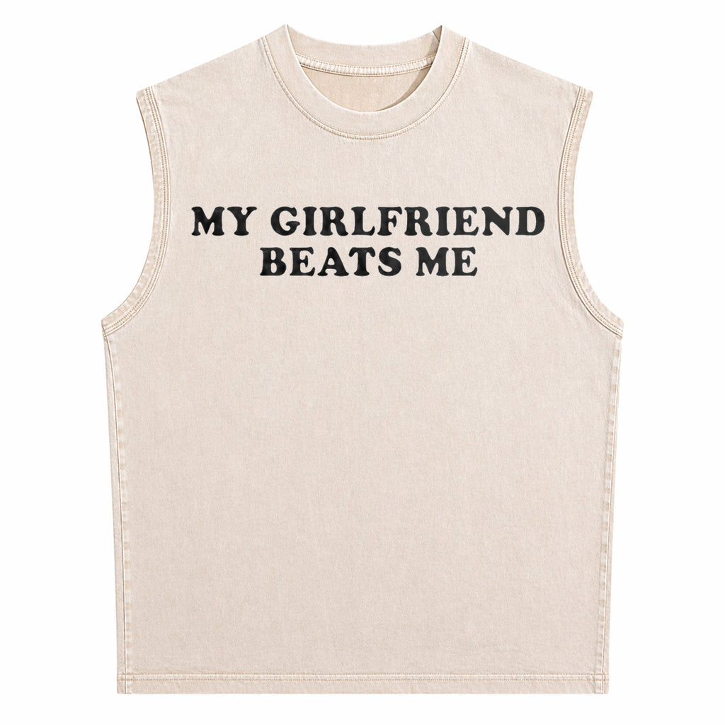 Humorous Relationship T - My Beats Me For Trending Men's Washed Tank Top