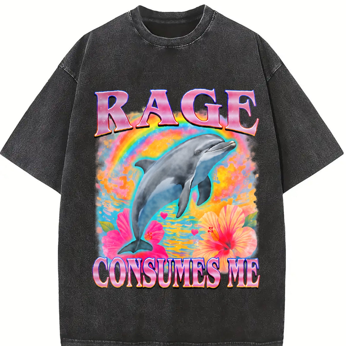 Rage Consumes Me Dolphin Vintage Washed T-Shirt product image 2