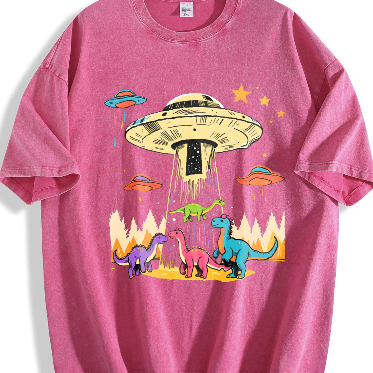 Mint Green Nostalgic Sci-fi - With UFO And Dinosaur Vintage product image 7