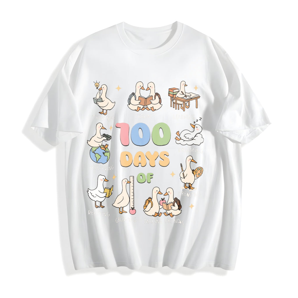 100 Days Of School Goose Teacher Cotton T-Shirt product image 2