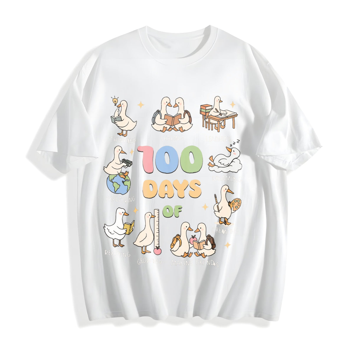 100 Days Of School Goose Teacher Cotton T-Shirt product image 2