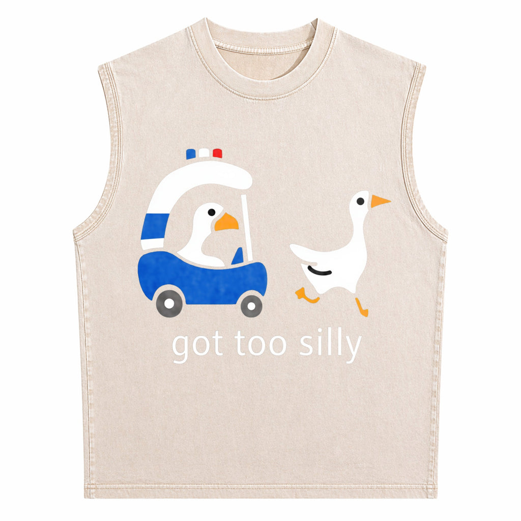 Got Too Silly Goose Funny Cute For Ducks Car Summer Men's Washed Tank Top