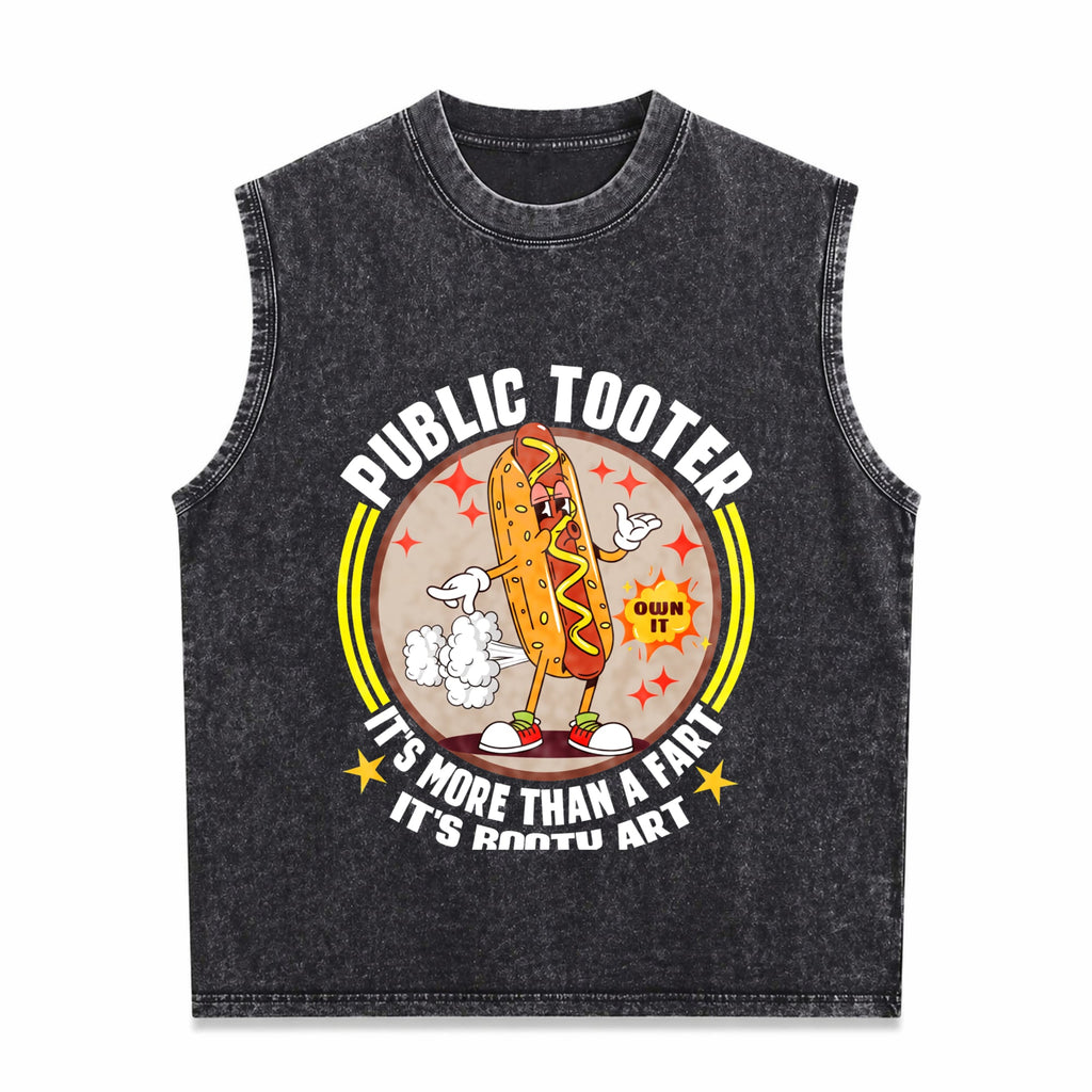 Public Tooter Funny Inappropriate Embarrassing Humor Men's Washed Tank Top