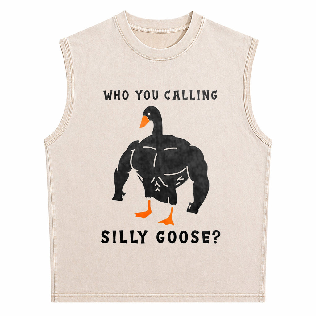 Silly Goose Funny Gym Meme Men's Washed Tank Top