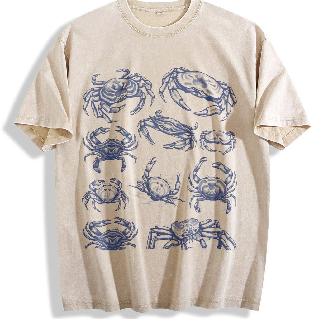 Crab 90s Tattoo Vintage Washed T-Shirt product image 1