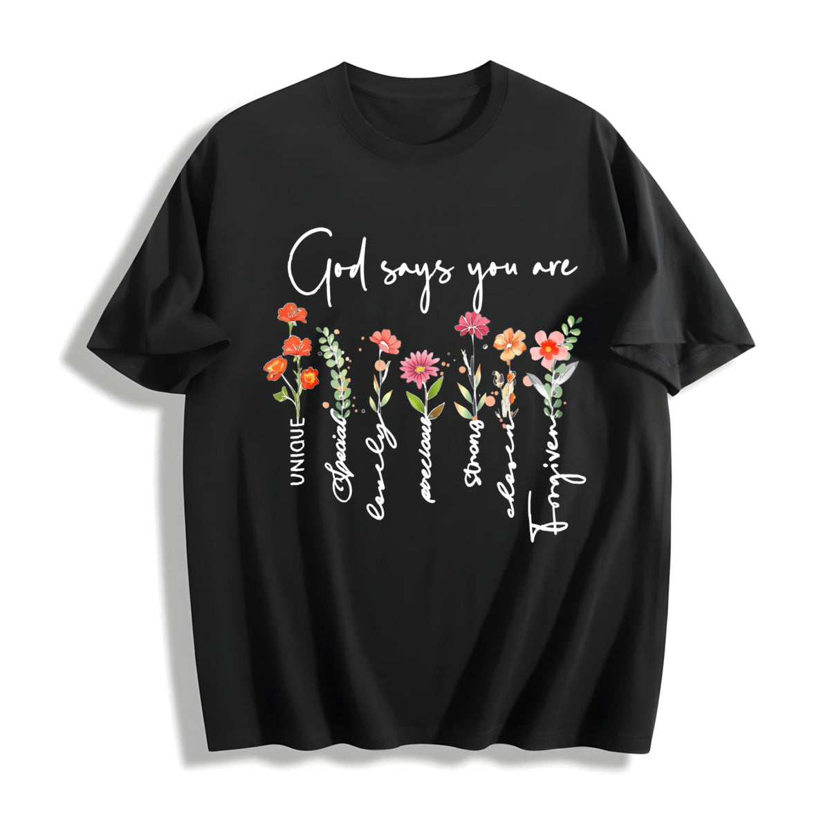 Summer A Plant Floral Letter Faith Cotton T-Shirt product image 1