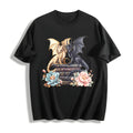 Dragon Book Stack with Flowers Cotton T-Shirt product image 1