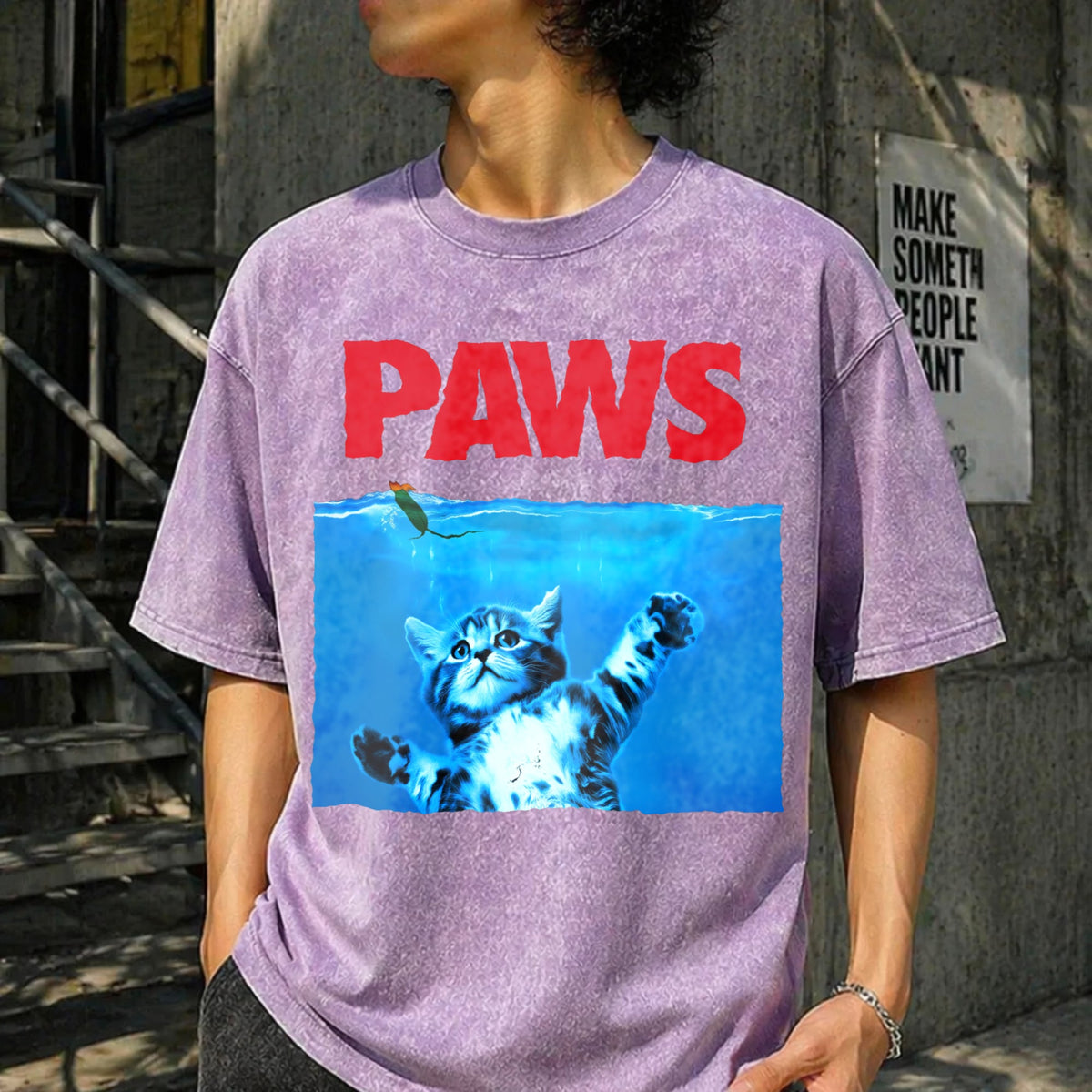 Xiongying Paws Cat And Mouse Vintage Washed T-Shirt product image 6