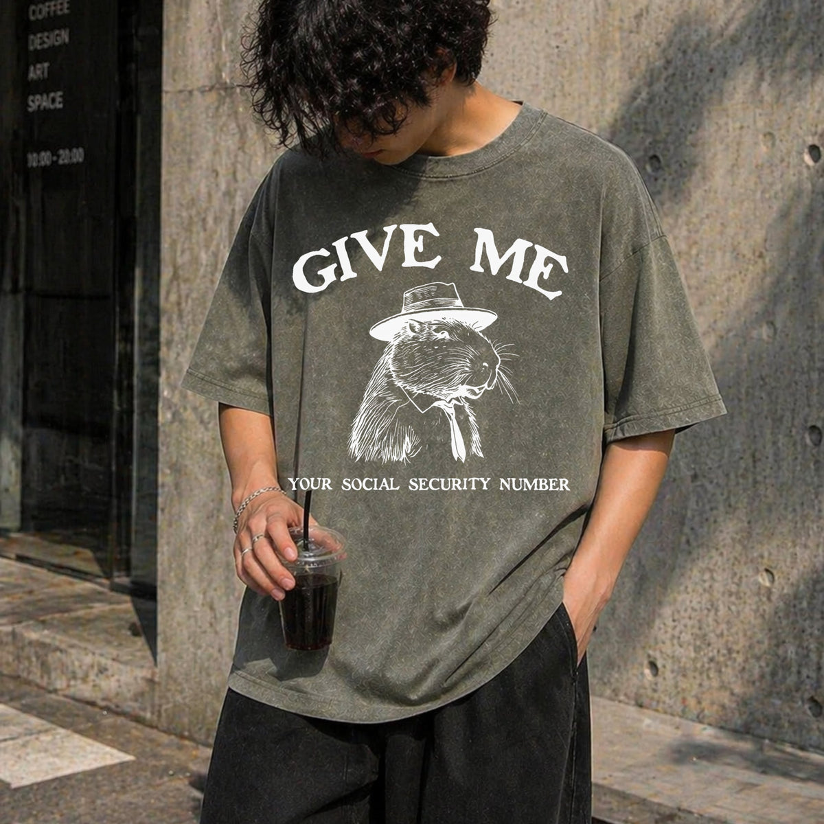 Give Me Your Social Capybara Vintage Washed T-Shirt product image 4