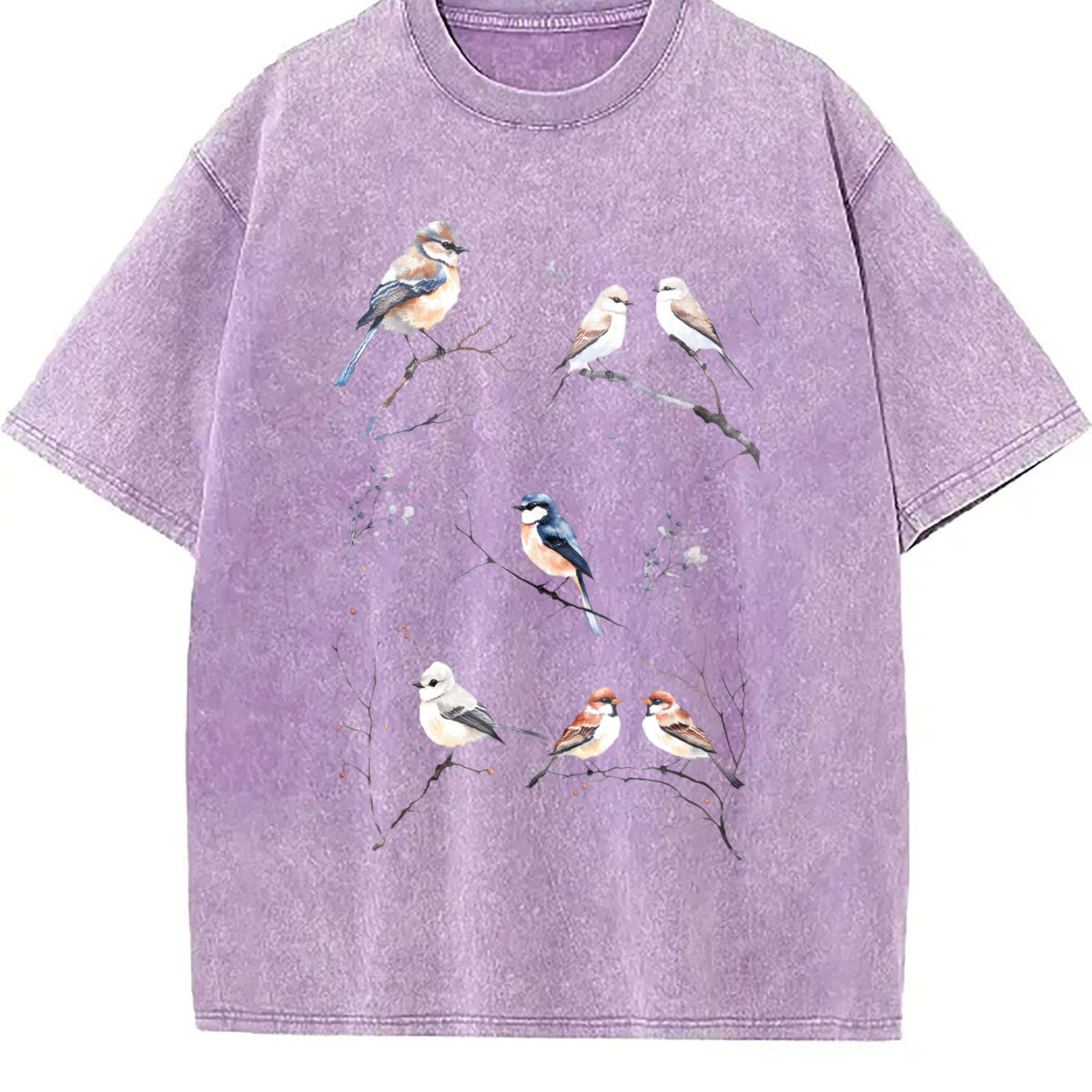 Winter Birds 90s Tattoo Vintage Washed T-Shirt product image 6