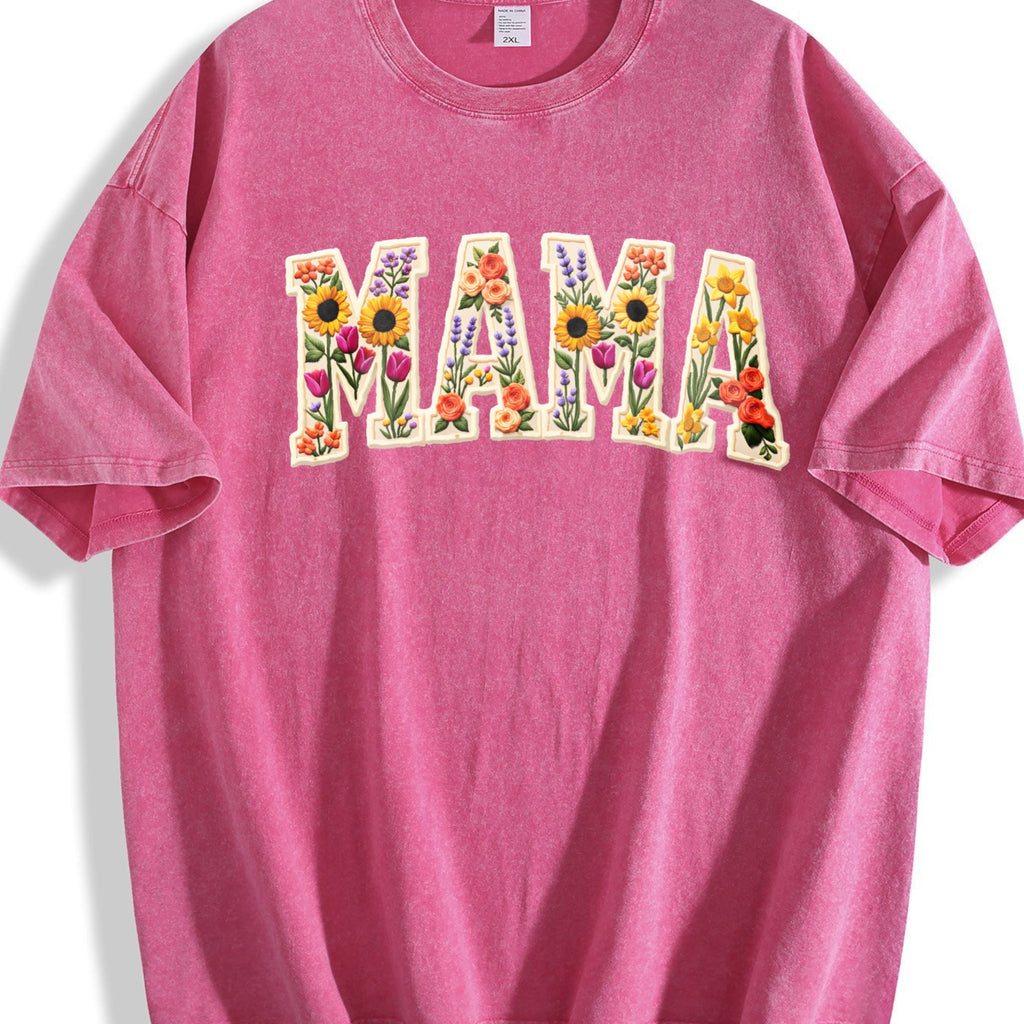 Mama Patchwork Flower Vintage Washed T-Shirt product image 5