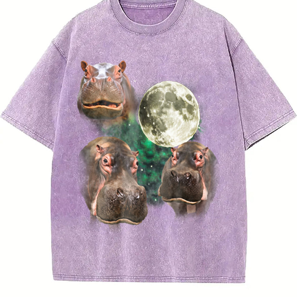 Three Hippo Funny Vintage Washed T-Shirt product image 6