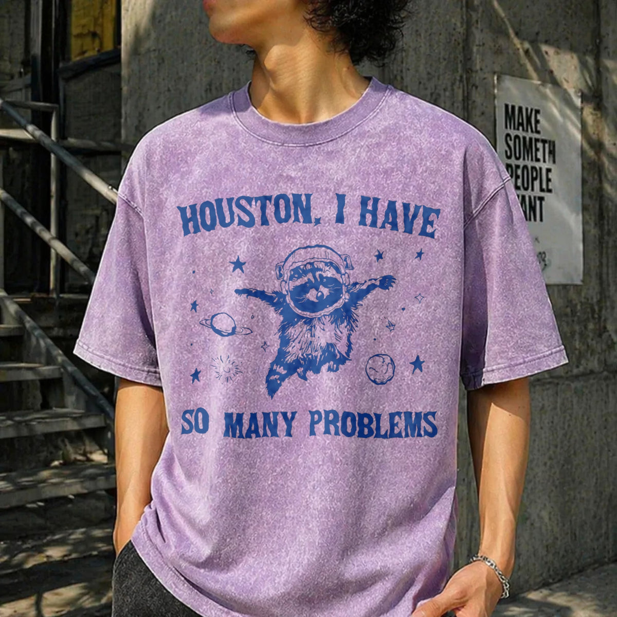 Houston I Have So Many Problems Raccoon Vintage Washed product image 6