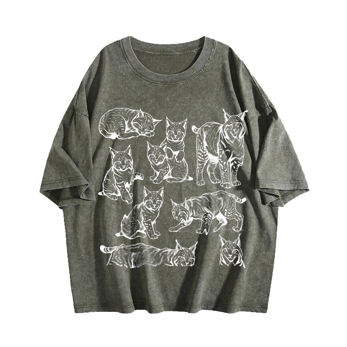Lynx Cat 90s Tattoo Vintage Washed T-Shirt product image 4