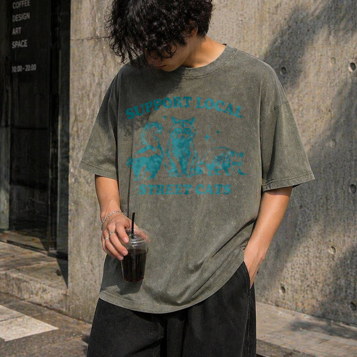Support Local Cats Vintage Washed T-Shirt product image 4