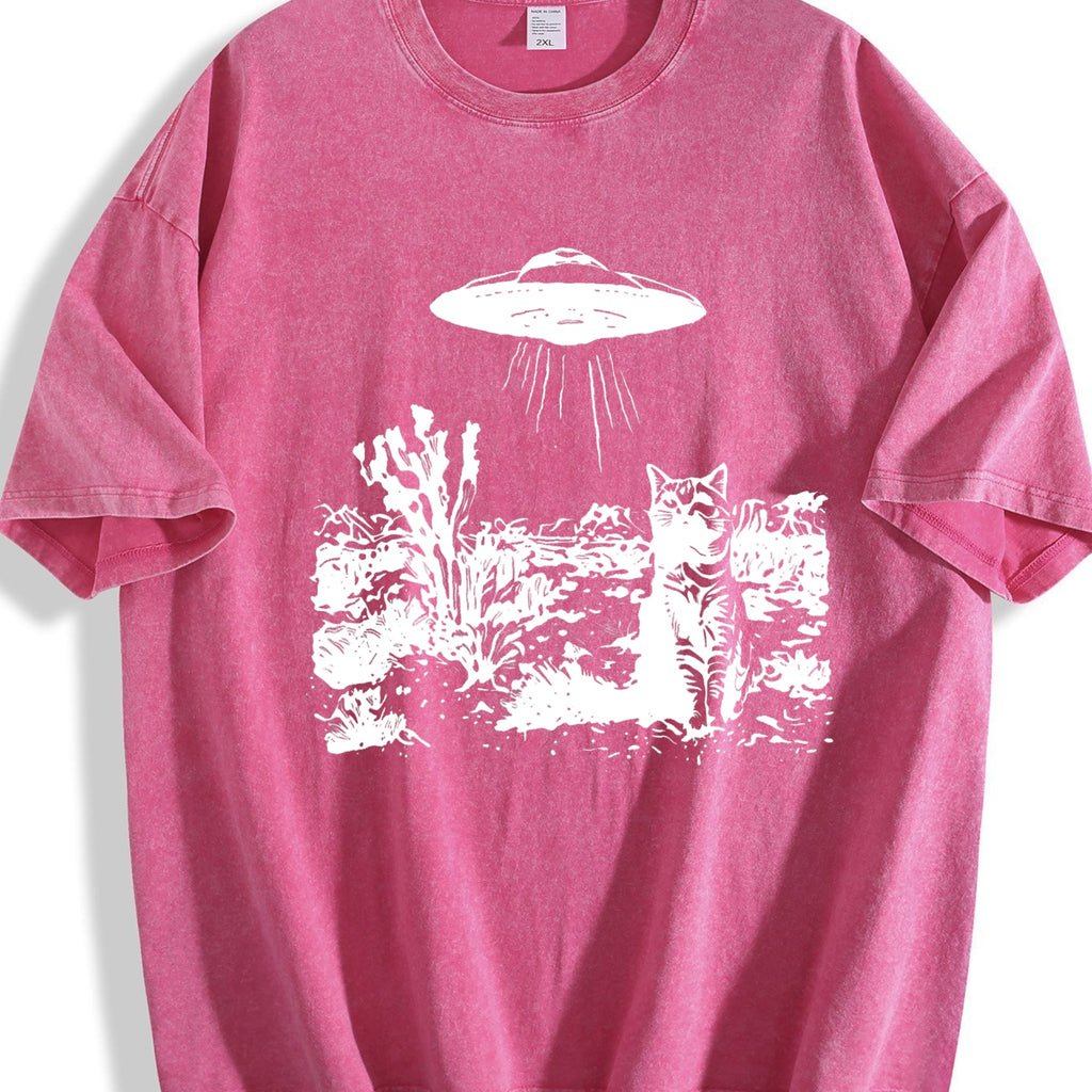 Desert Cat UFO Encounter Vintage Washed T-Shirt product image 5