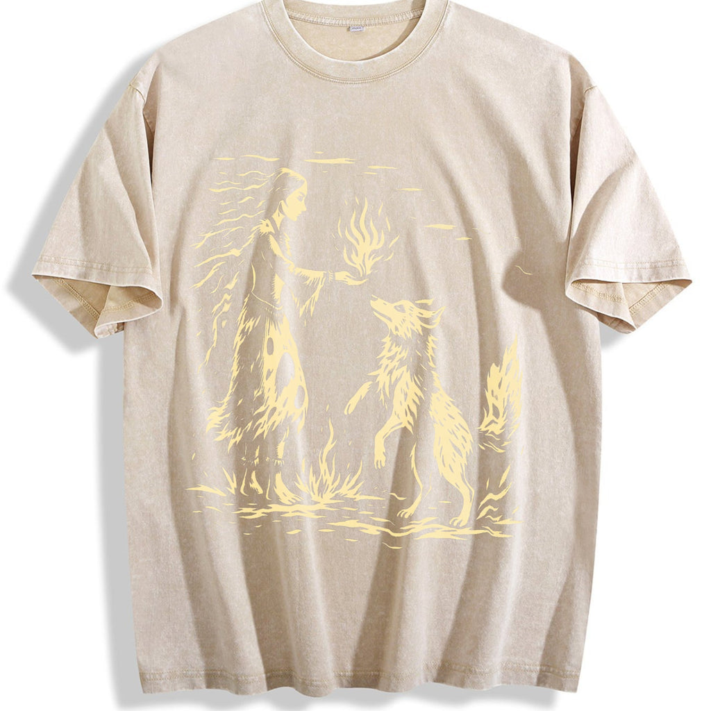 American Native Wolf Vintage Washed T-Shirt product image 1