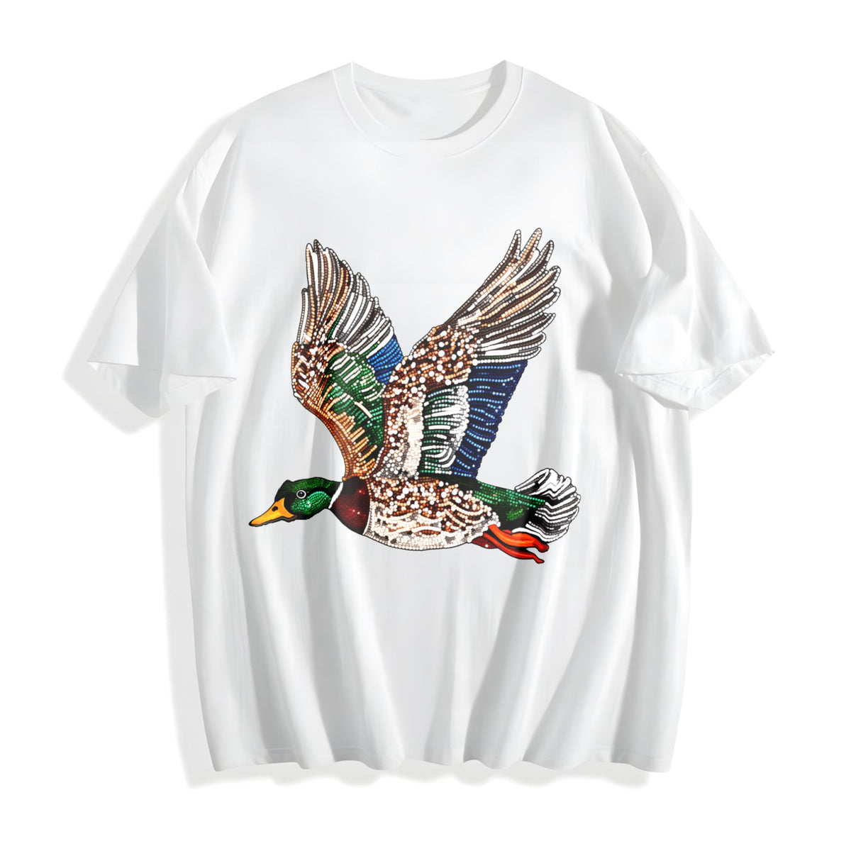 Faux Rhinestone Mallard Duck Flying : Hunting Lover Cotton product image 2
