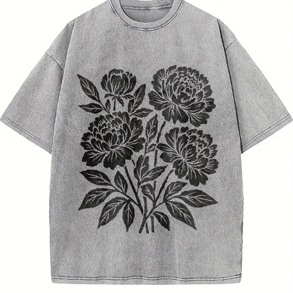 Linocut Flower Vintage Washed T-Shirt product image 5