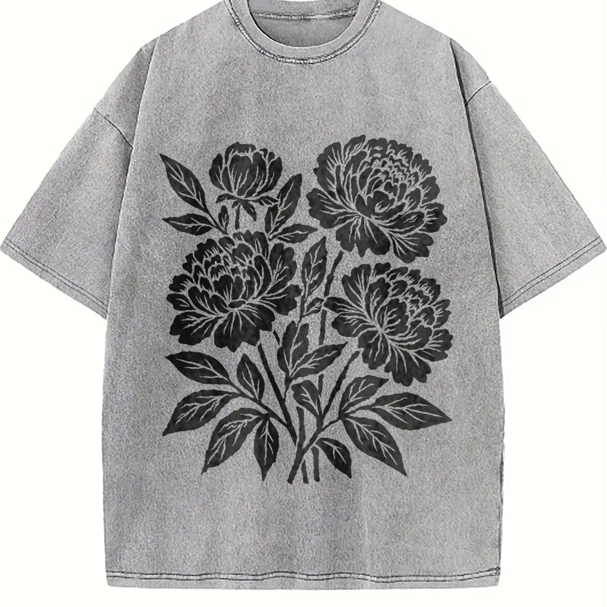 Linocut Flower Vintage Washed T-Shirt product image 5