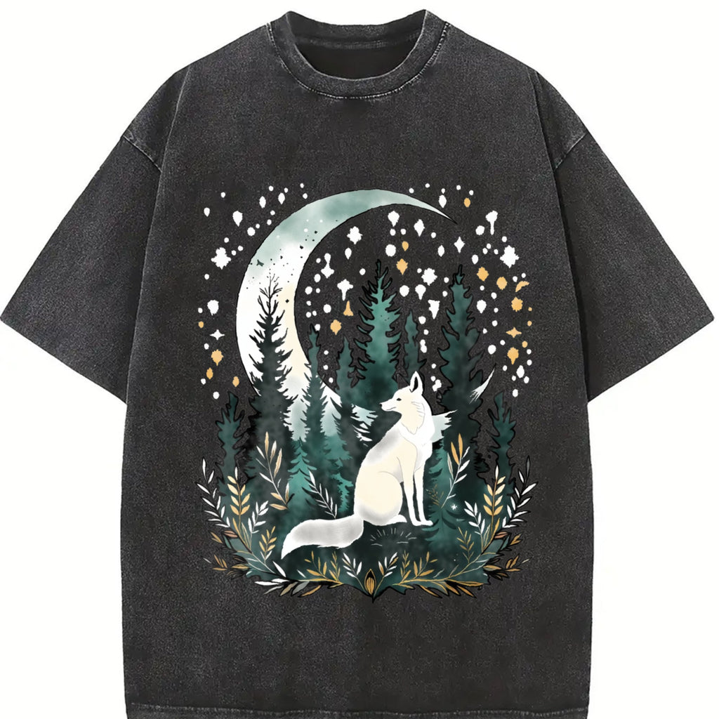 Bohemian Night Fox & Pine Forest - Stretch Vintage Washed product image 2