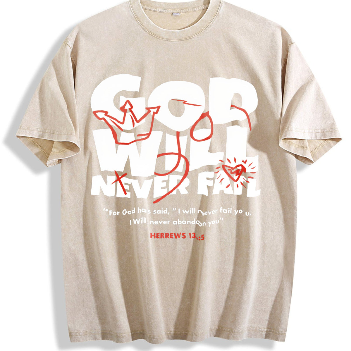 God Will Never Fail You Christian Faith Vintage Washed product image 1